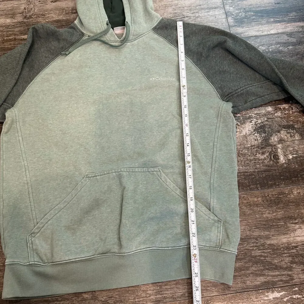 Columbia Hoodie Mens Medium Green Pullover Two Tone Kangaroo‎ Pocket Sweatshirt - Picture 7 of 11